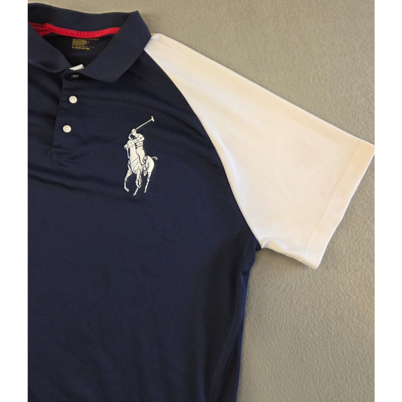 Polo Ralph Lauren Men's XL Navy Red Colorblock Big Pony Performance Polo - Picture 6 of 8